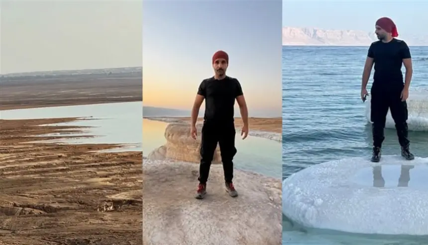 صور-صادمة-تكشف-التراجع-السريع-لمياه-البحر-الميت-خلال-عام-واحد